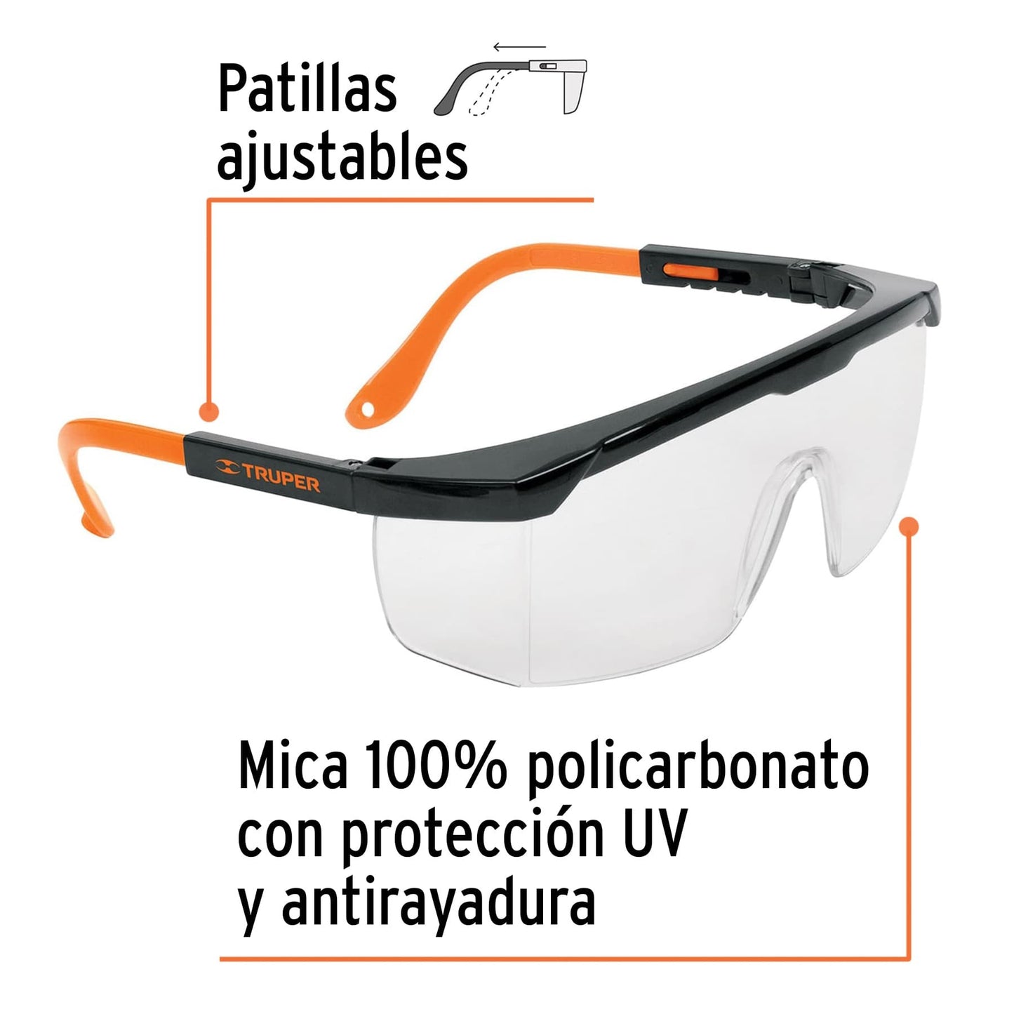LENTE D/SEGURIDAD AJUSTABLE TRANSPARENTE
