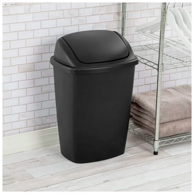 CESTO PLASTICO NEGRO C/BALANCIN GRANDE