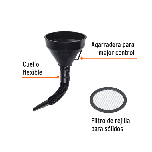 EMBUDO PLASTICO 500 ML CUELLO FLEX C/FIL