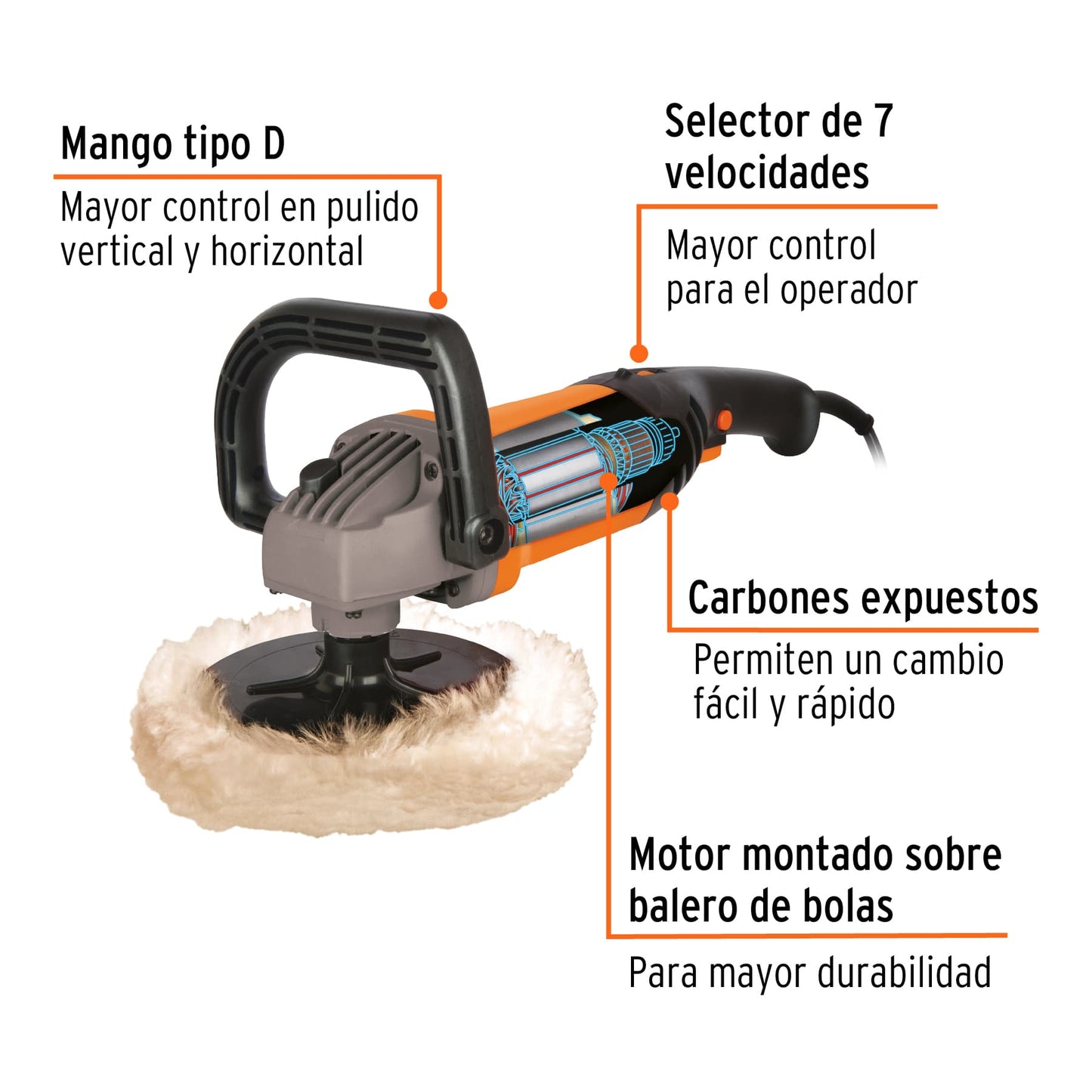 PULIDORA ROTATIVA 7" 1200W TRUPER PRO