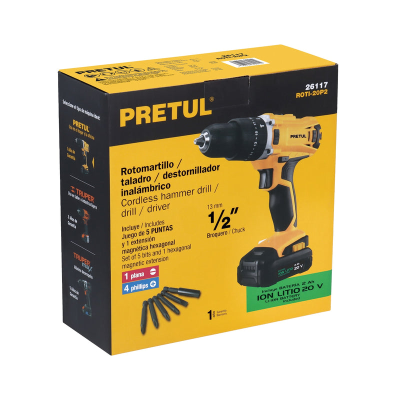 ROTOMARTILLO 1/2", 20V, 1 BATERIA 2AH
