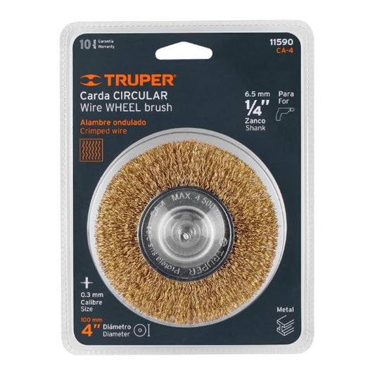 CARDA CIRCULAR 4" ALAMBRE GRUESO PARA TALADRO, TRUPER