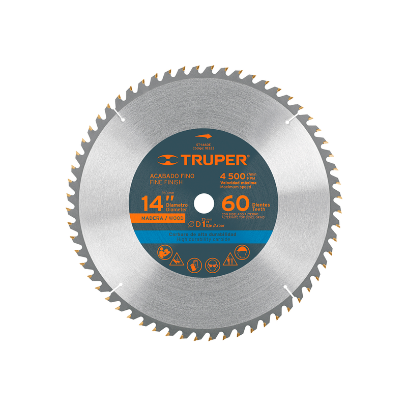 DISCO SIERRA 14" P/MADERA 60 DIENTES 1"