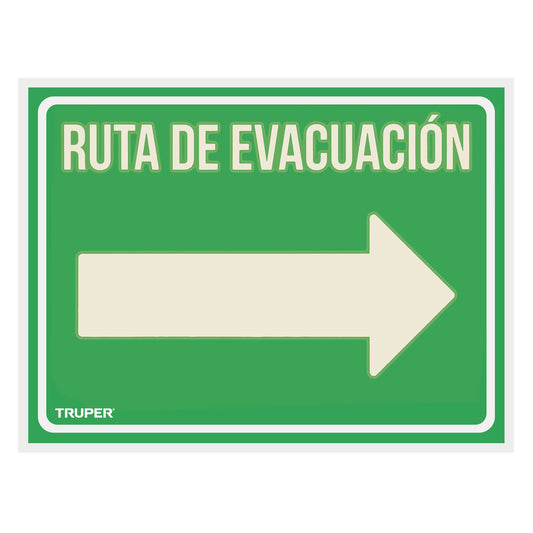 LETRERO SEÑAL "RUTA EVACUACION DERECHA"