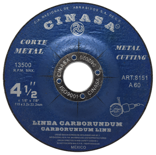 DISCO CORTE METAL 9" X 1/8 X 7/8, CINASA
