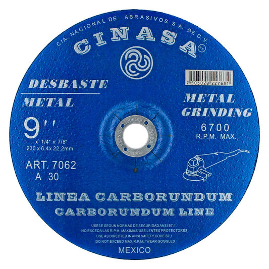 DISCO PARA DESBASTE METAL 9" CINASA