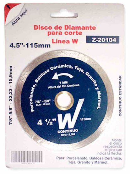 DISCO DIAMANTE CONTINUO 4-1/2" WESTON