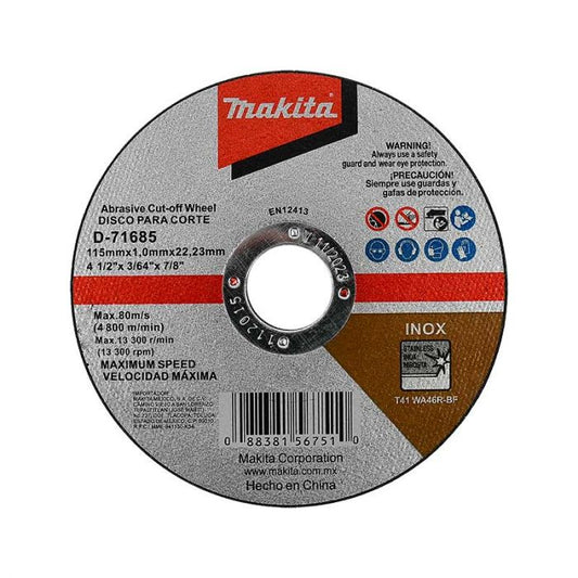 DISCO CORTE 115X3/64X22.2 MM ACERO INOX.
