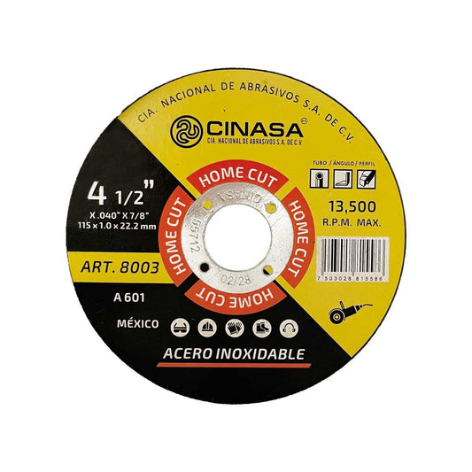 DISCO CORTE ACERO INOX 4 1/2" CINASA