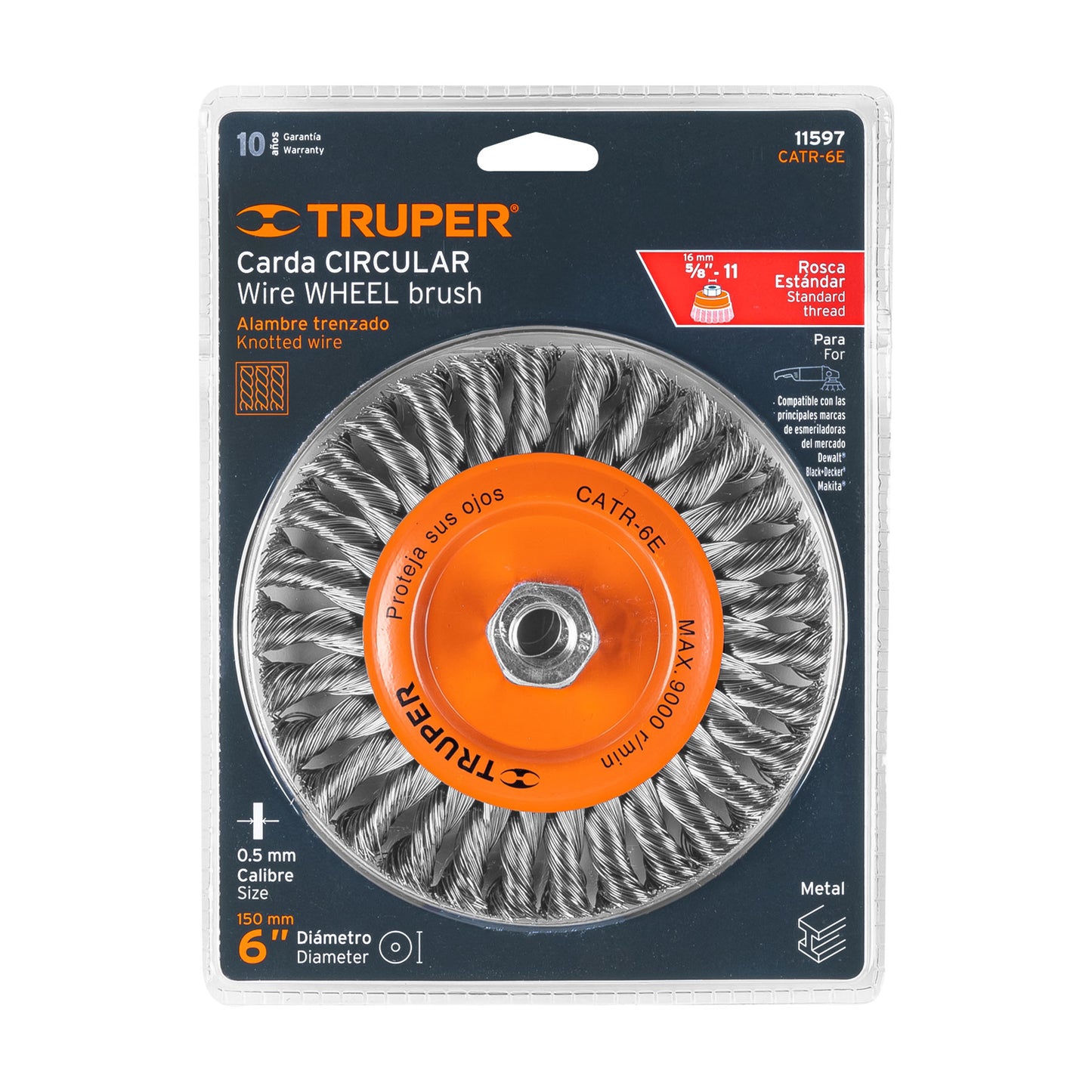 CARDA TRENZADO 6" X 3/4" PARA ESMERILADORA, TRUPER