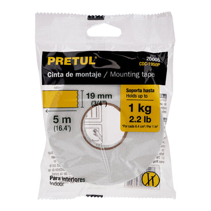 CINTA DOBLE CARA PRETUL 1 X 5M