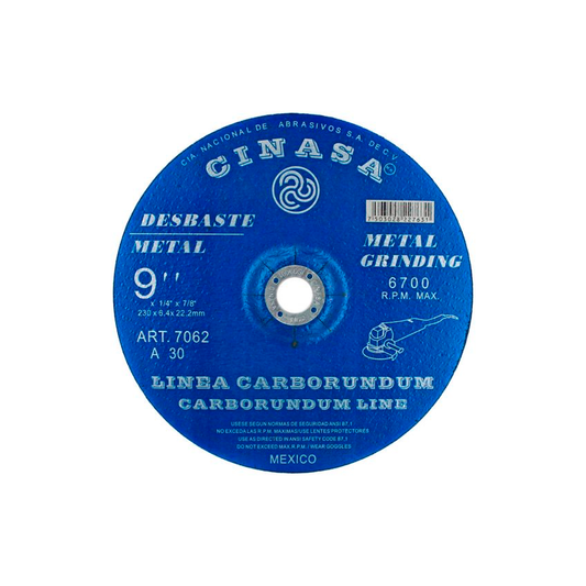 DISCO PARA DESBASTE METAL 9" CINASA