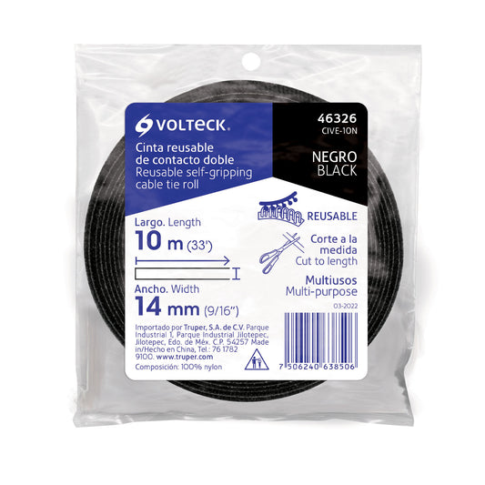 CINTA DOBLE CONTACTO VOLTEK 10M NEGRA