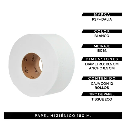 PAPEL HIGIENICO DALIA 180M C/12 PIEZAS