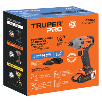 DESTORNILLADOR IMPACTO 1/4" 20V 1BAT 2AH