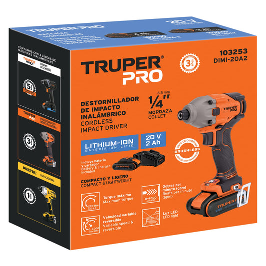 DESTORNILLADOR IMPACTO 1/4" 20V 1BAT 2AH