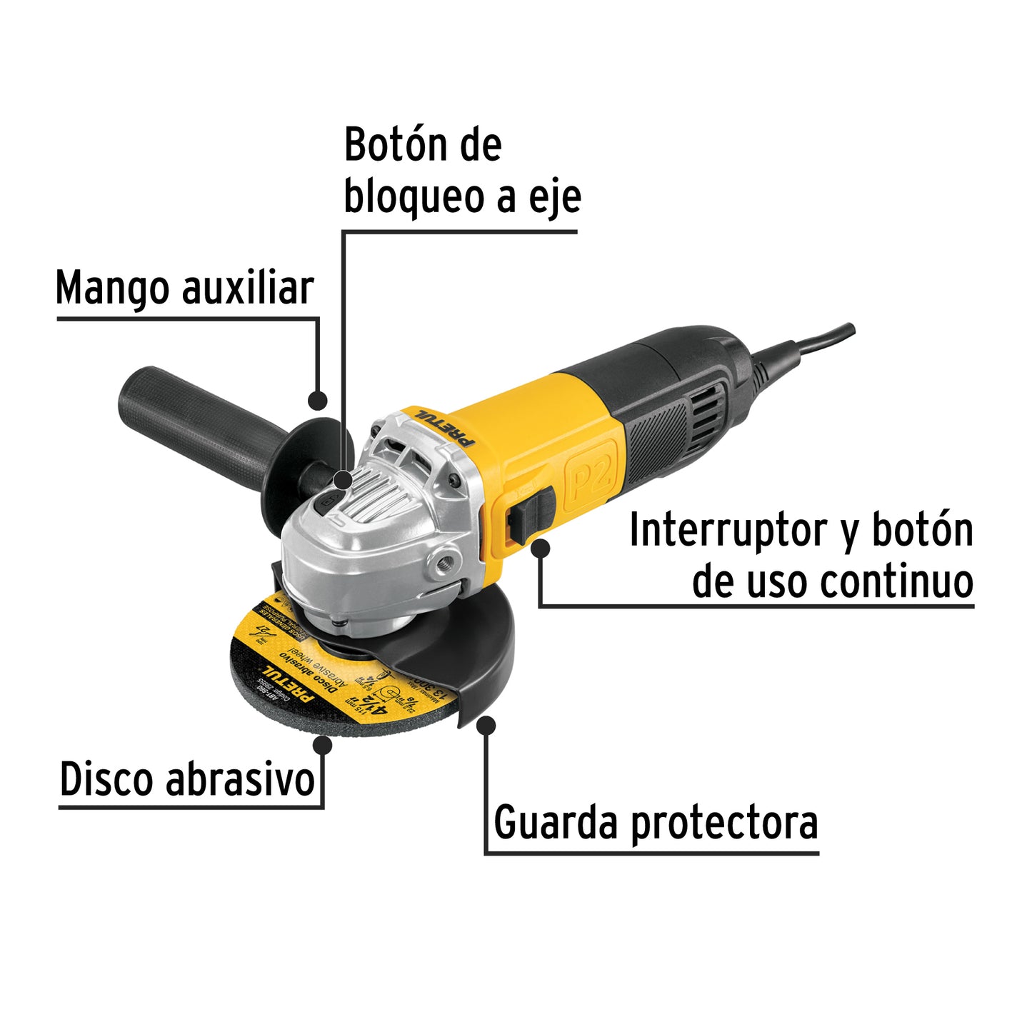 ESMERILADORA ANGULAR 4 1/2" 700W, PRETUL