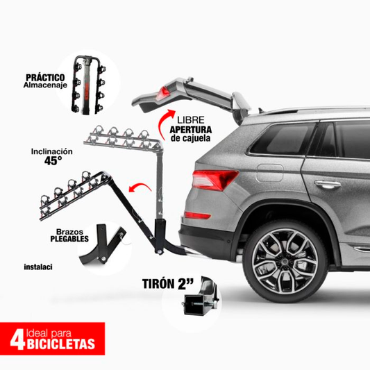 RACK 4 BICICLETAS MONTAJE TIRON 60KG