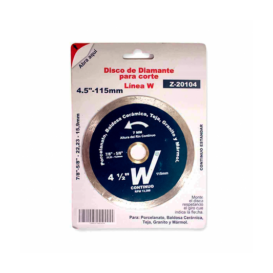 DISCO DIAMANTE CONTINUO 4-1/2" WESTON