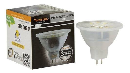 LAMPARA LED LUZ BLANCA MR16 3W 65 TECNO