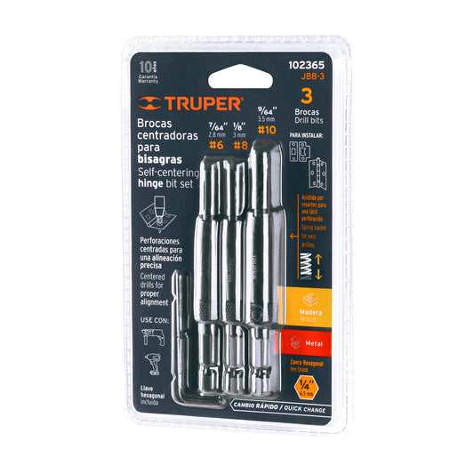 JUEGO DE 3 BROCAS PARA BISAGRA TRUPER