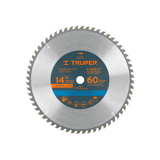 DISCO SIERRA 14" P/MADERA 60 DIENTES 1"